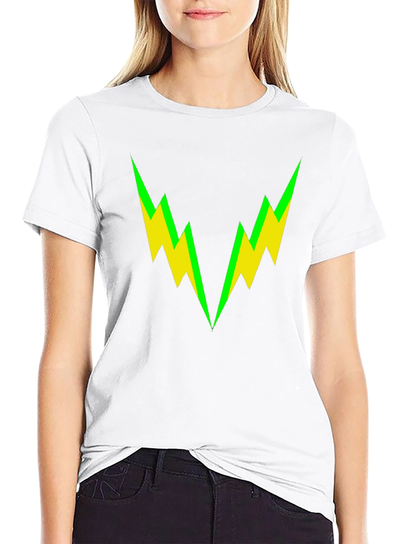 Bold Lightning Bolt Graphic Tee - Black