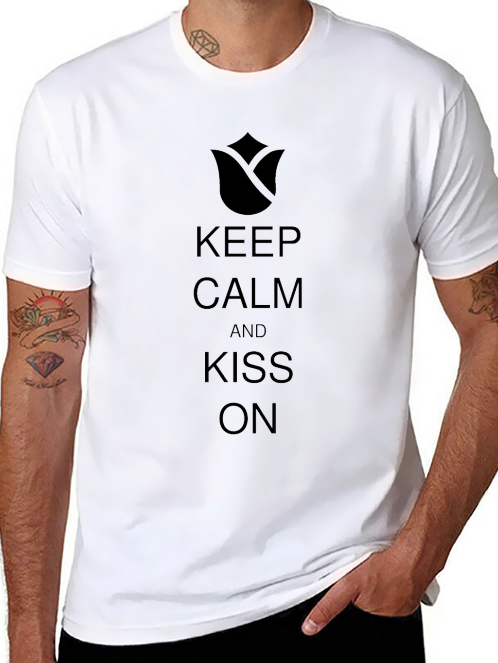 Keep Calm & Kiss On Black T-Shirt