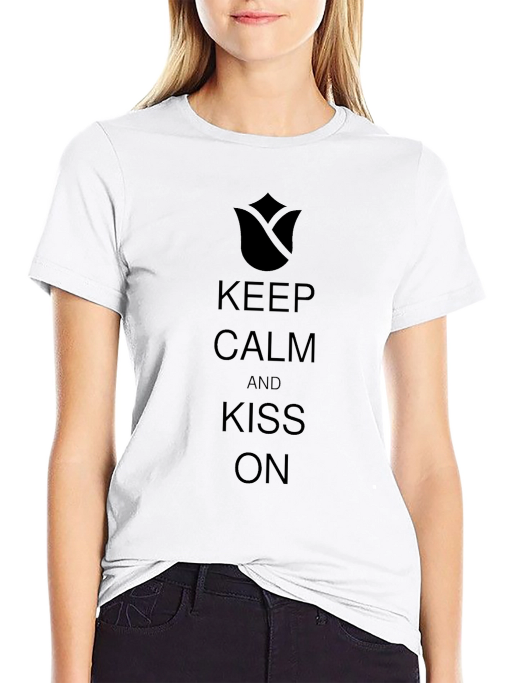 Keep Calm & Kiss On Black T-Shirt