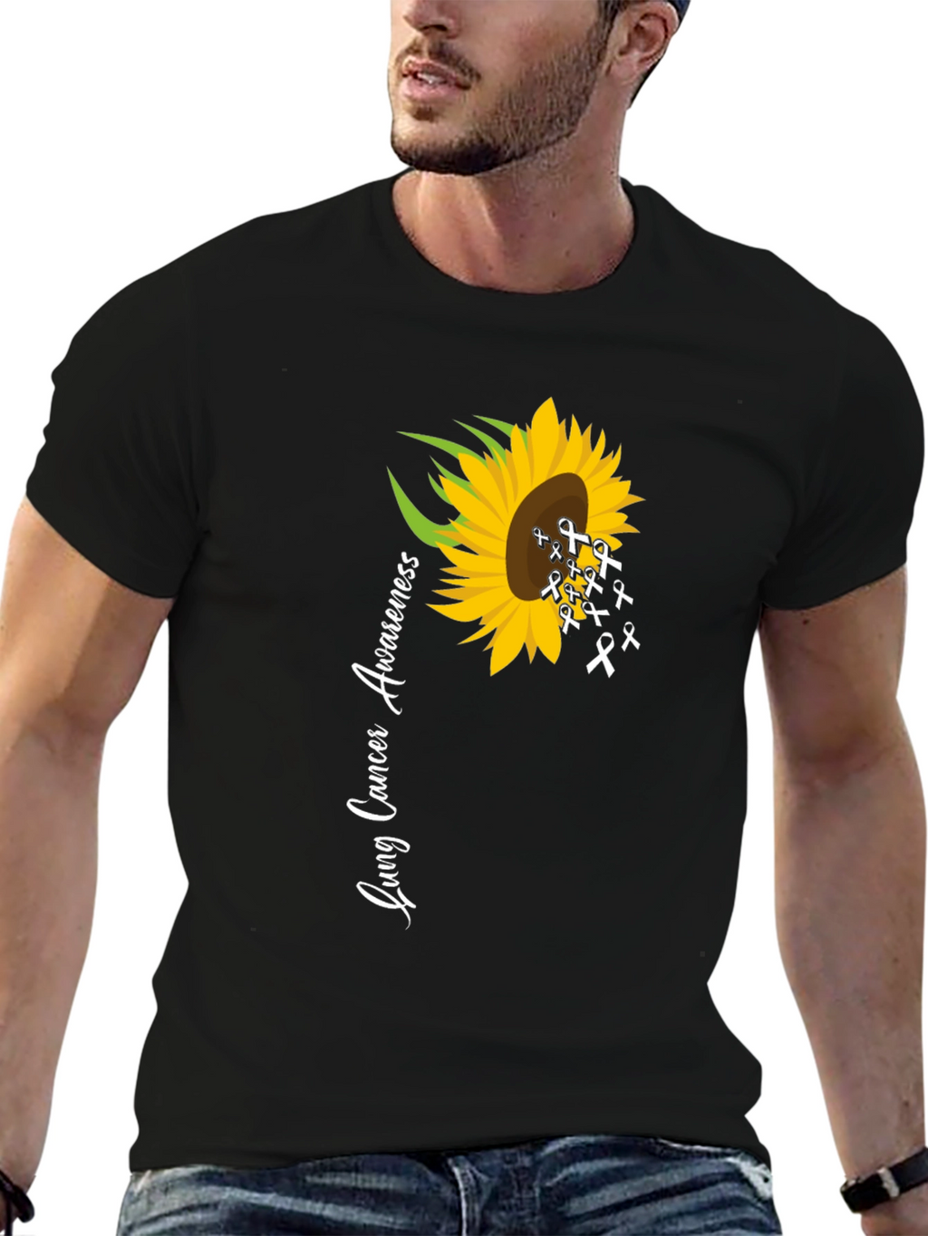 Lung Cancer Awareness Sunflower T-Shirt