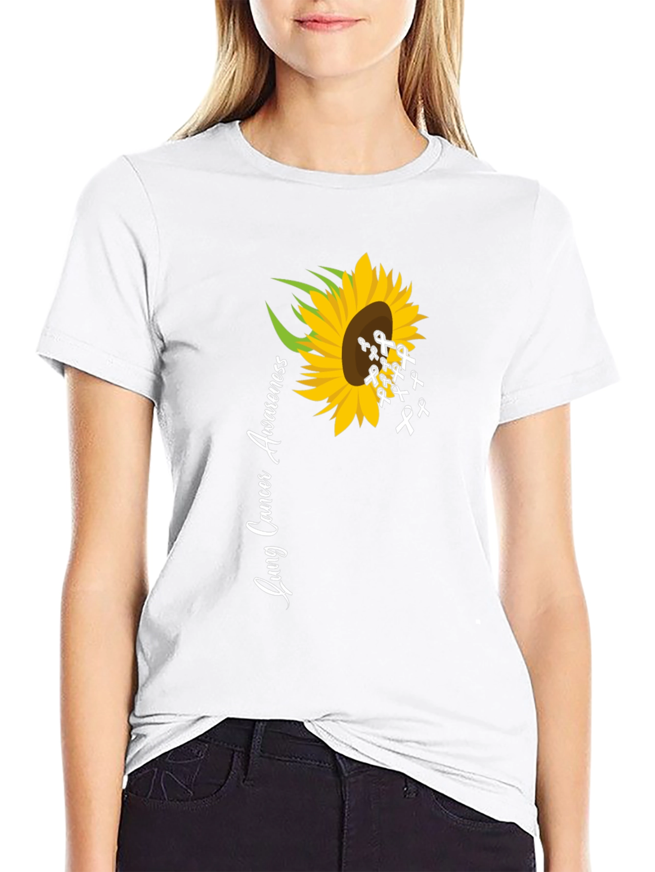 Lung Cancer Awareness Sunflower T-Shirt