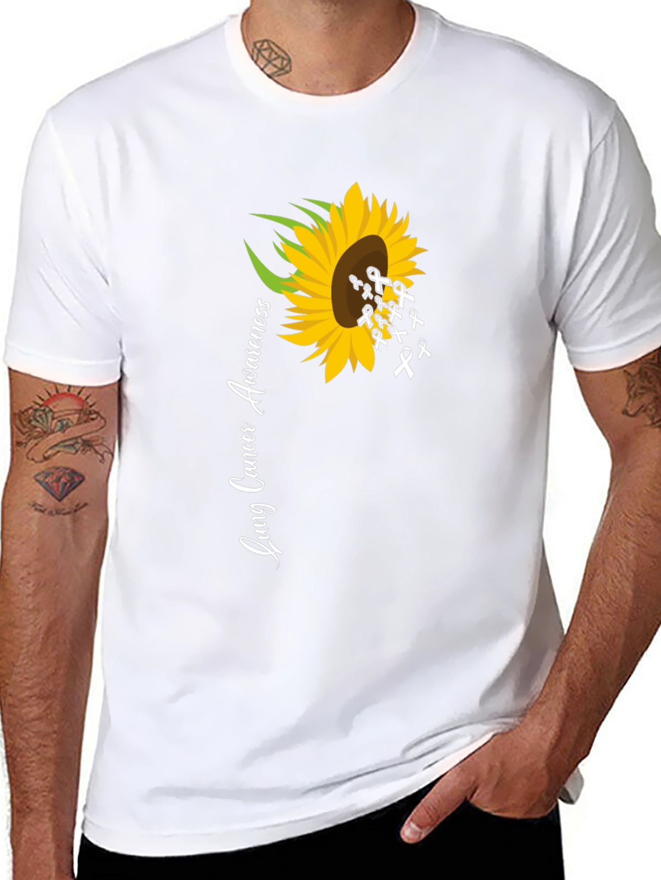 Lung Cancer Awareness Sunflower T-Shirt