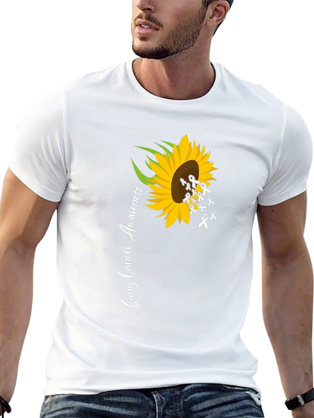 Lung Cancer Awareness Sunflower T-Shirt