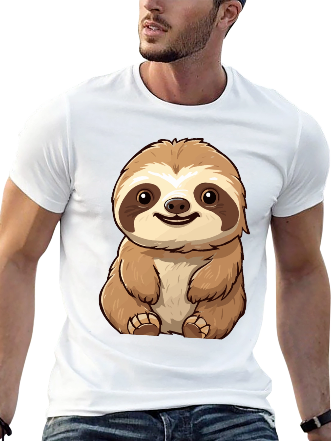 Cute Sloth Graphic Tee - Black T-Shirt