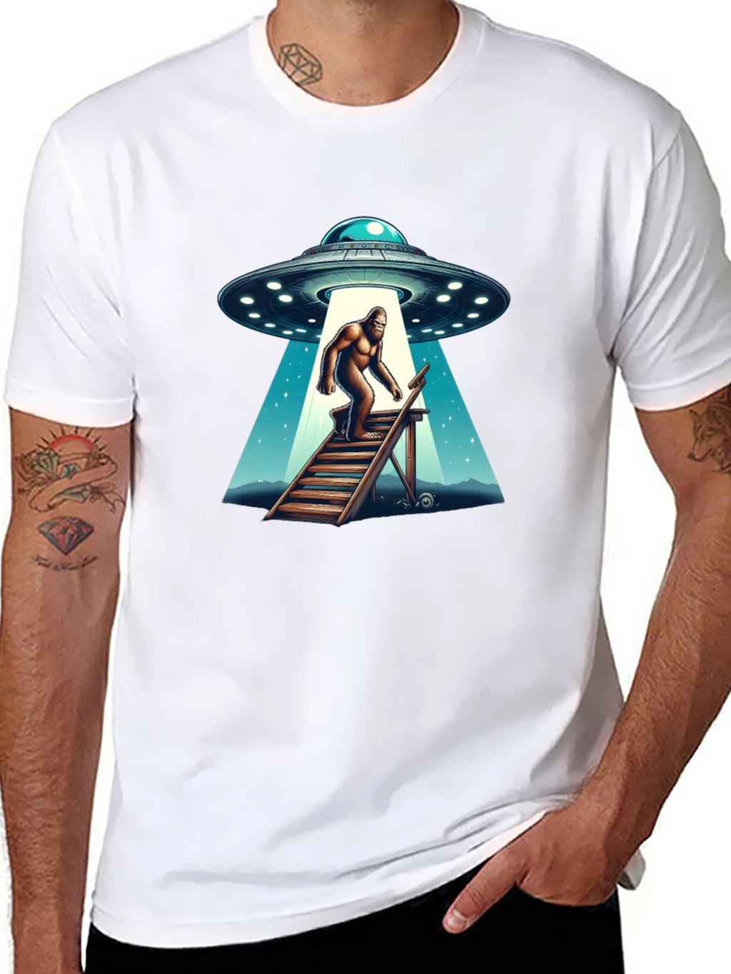Bigfoot UFO Abduction T-Shirt - Cryptid Tee