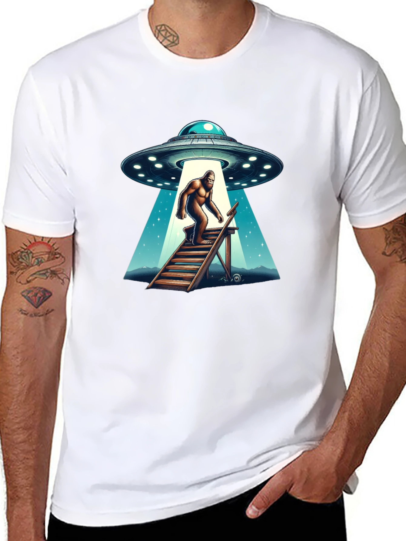 Bigfoot UFO Abduction T-Shirt - Cryptid Tee