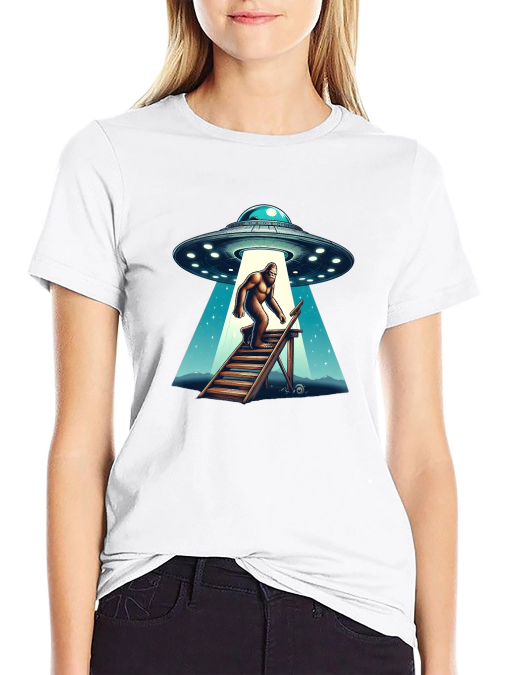 Bigfoot UFO Abduction T-Shirt - Cryptid Tee