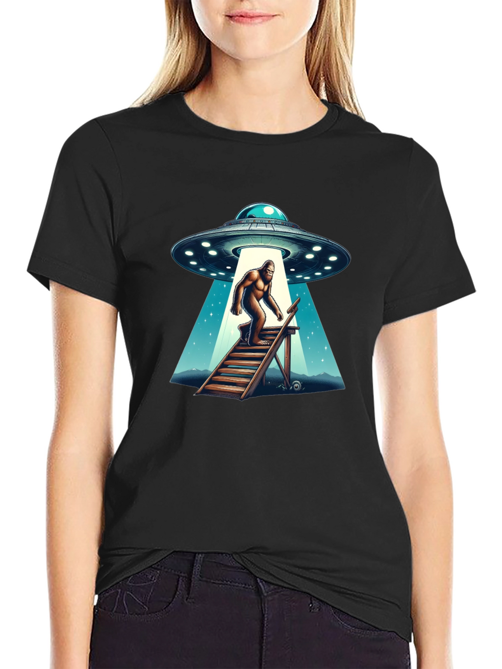 Bigfoot UFO Abduction T-Shirt - Cryptid Tee