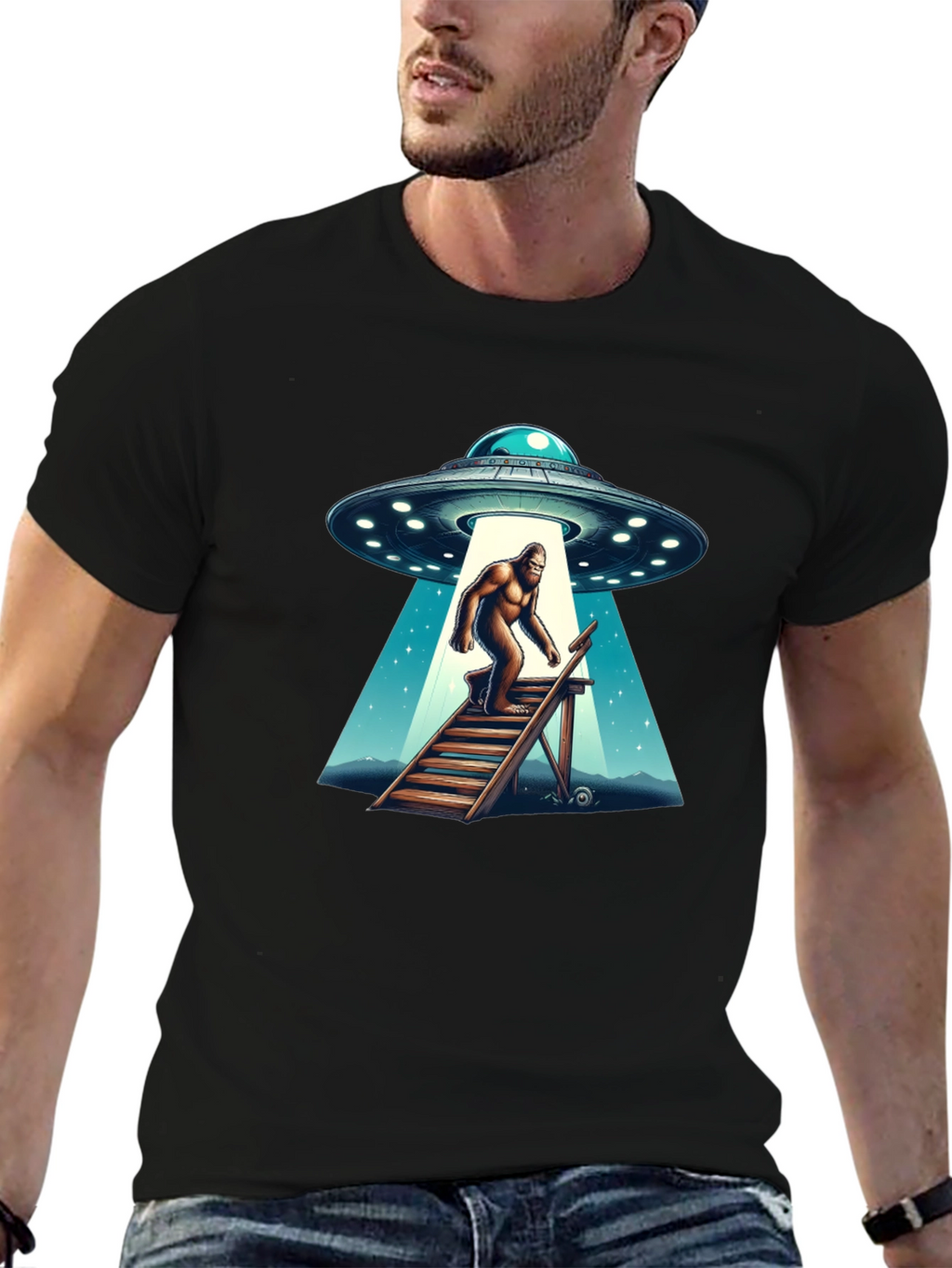 Bigfoot UFO Abduction T-Shirt - Cryptid Tee