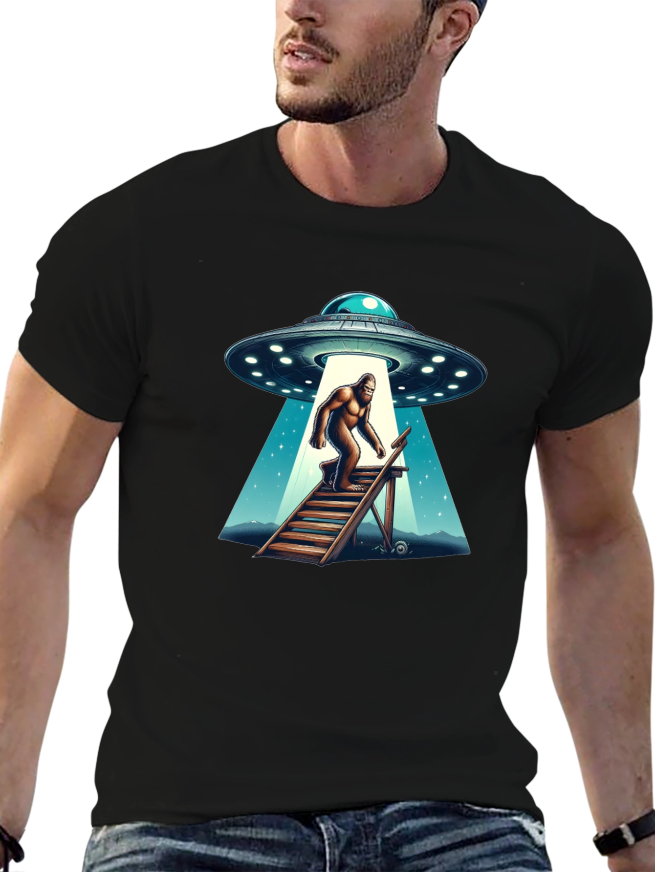 Bigfoot UFO Abduction T-Shirt - Cryptid Tee