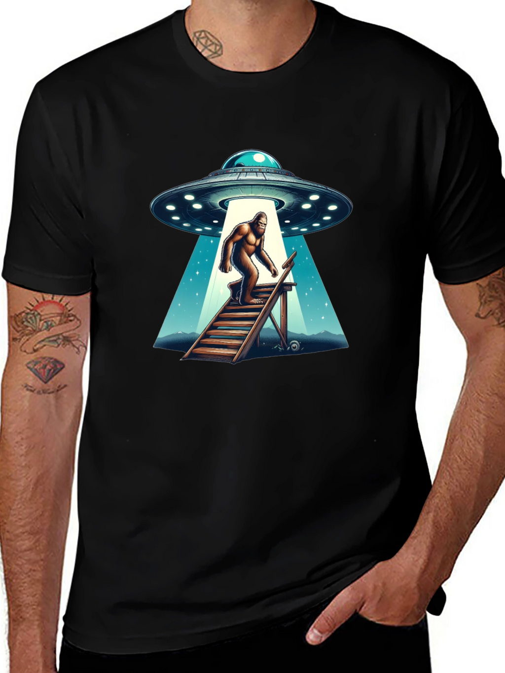 Bigfoot UFO Abduction T-Shirt - Cryptid Tee