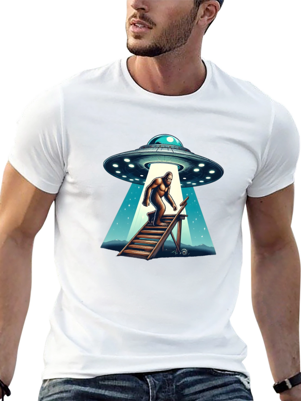 Bigfoot UFO Abduction T-Shirt - Cryptid Tee