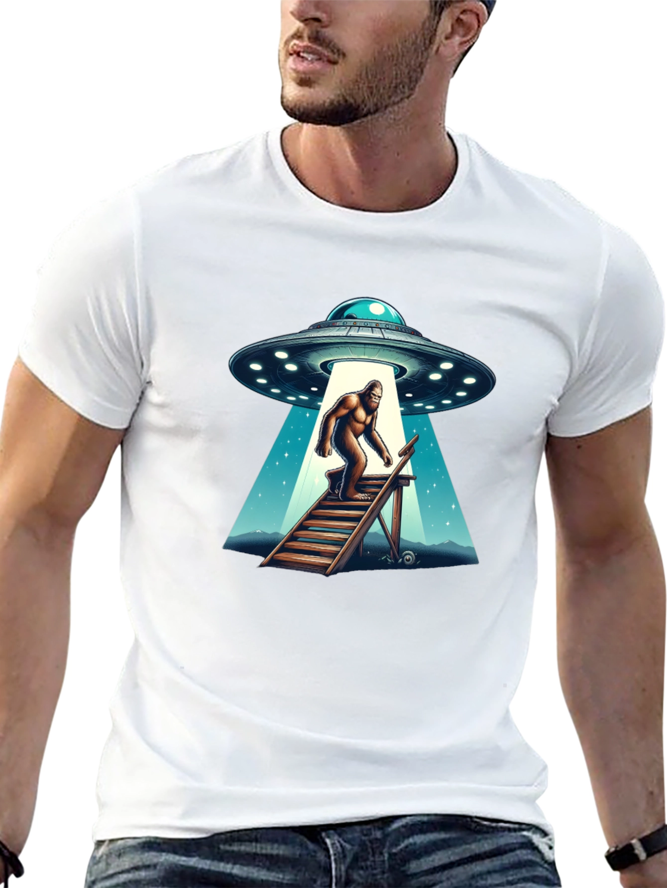 Bigfoot UFO Abduction T-Shirt - Cryptid Tee