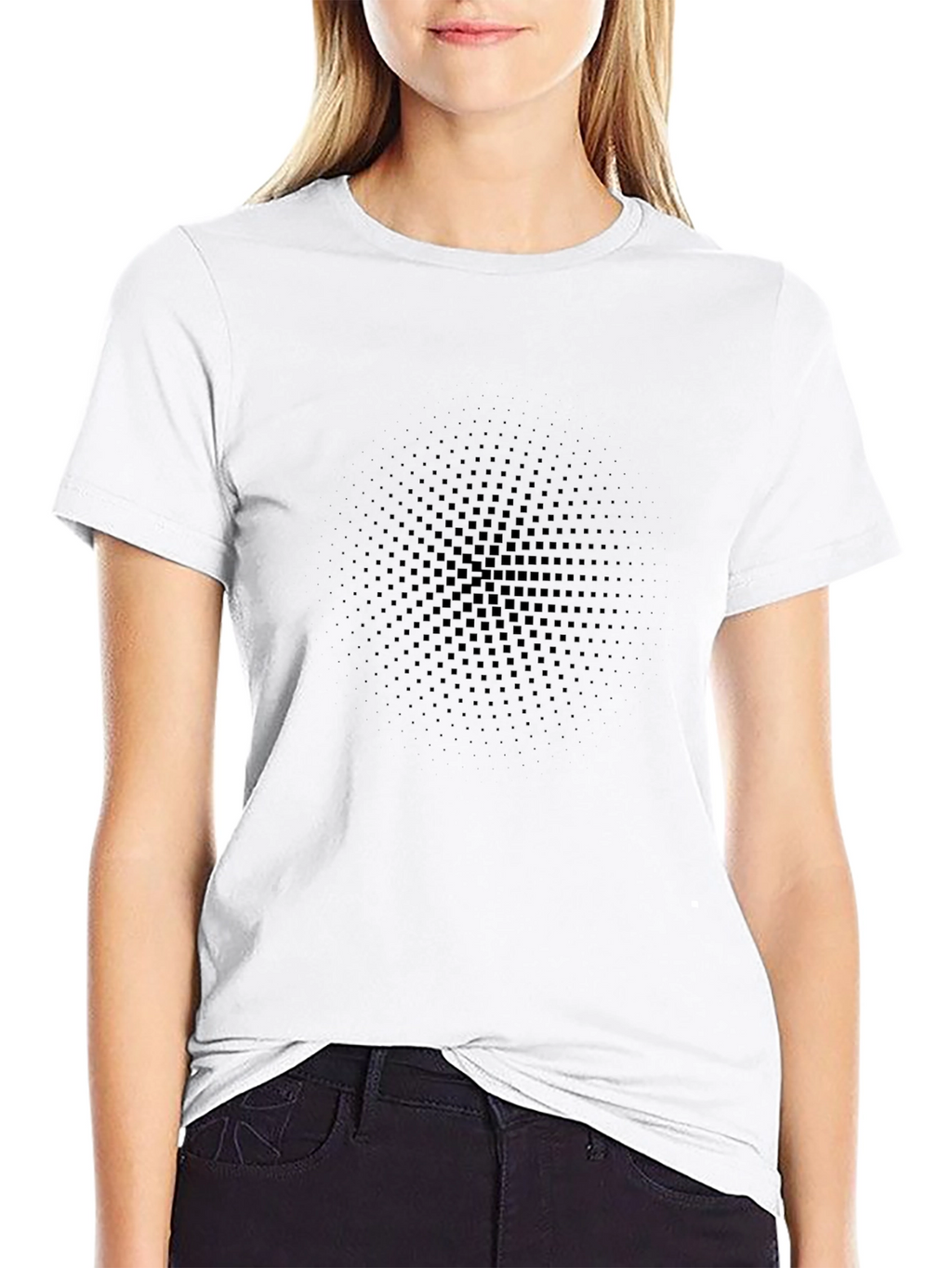 Modern Black Graphic Tee: Geometric Fade Design