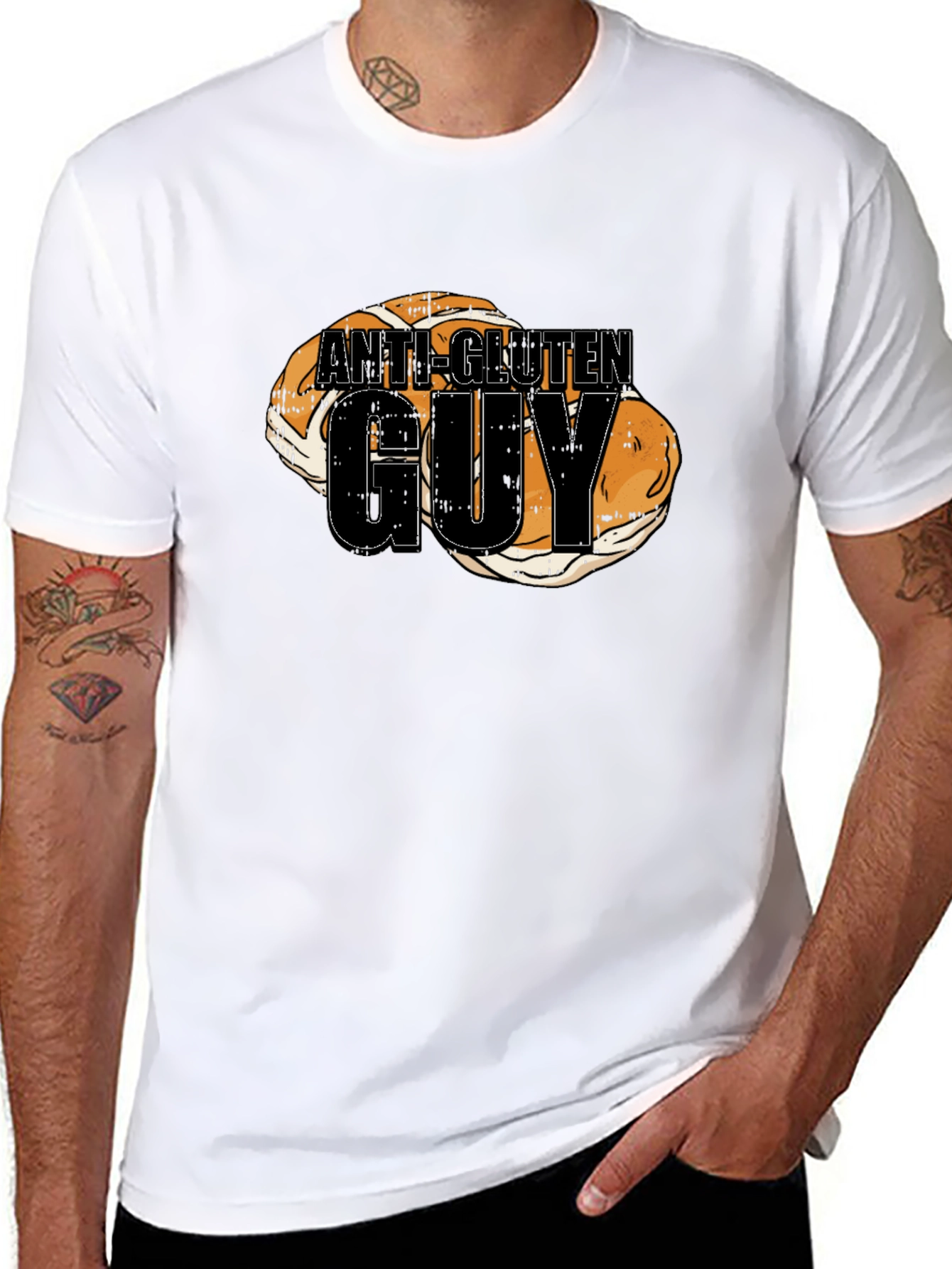 Anti-Gluten Guy T-Shirt Funny Bread Humor Tee