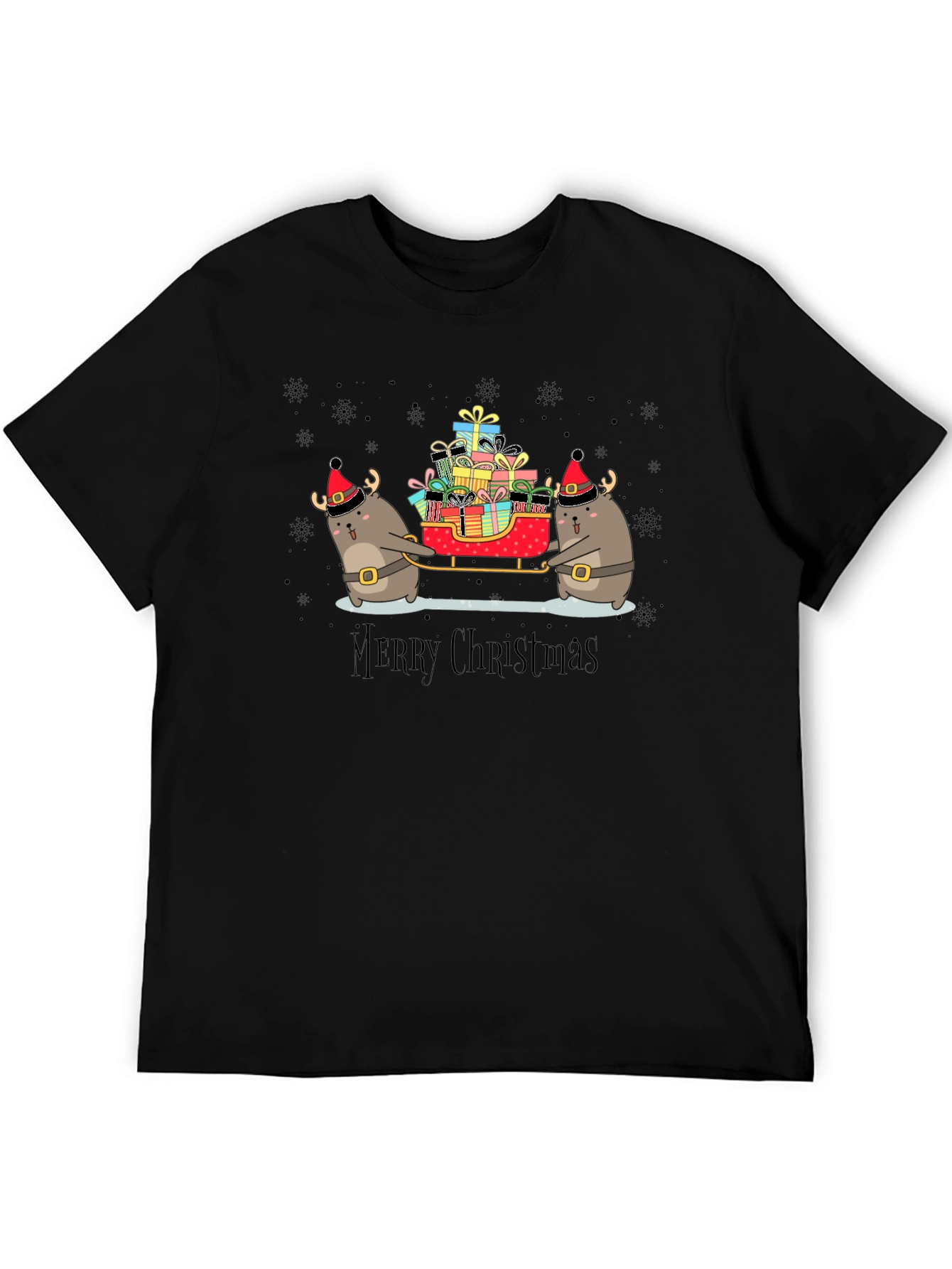 Cute Christmas Otter Sleigh T-Shirt