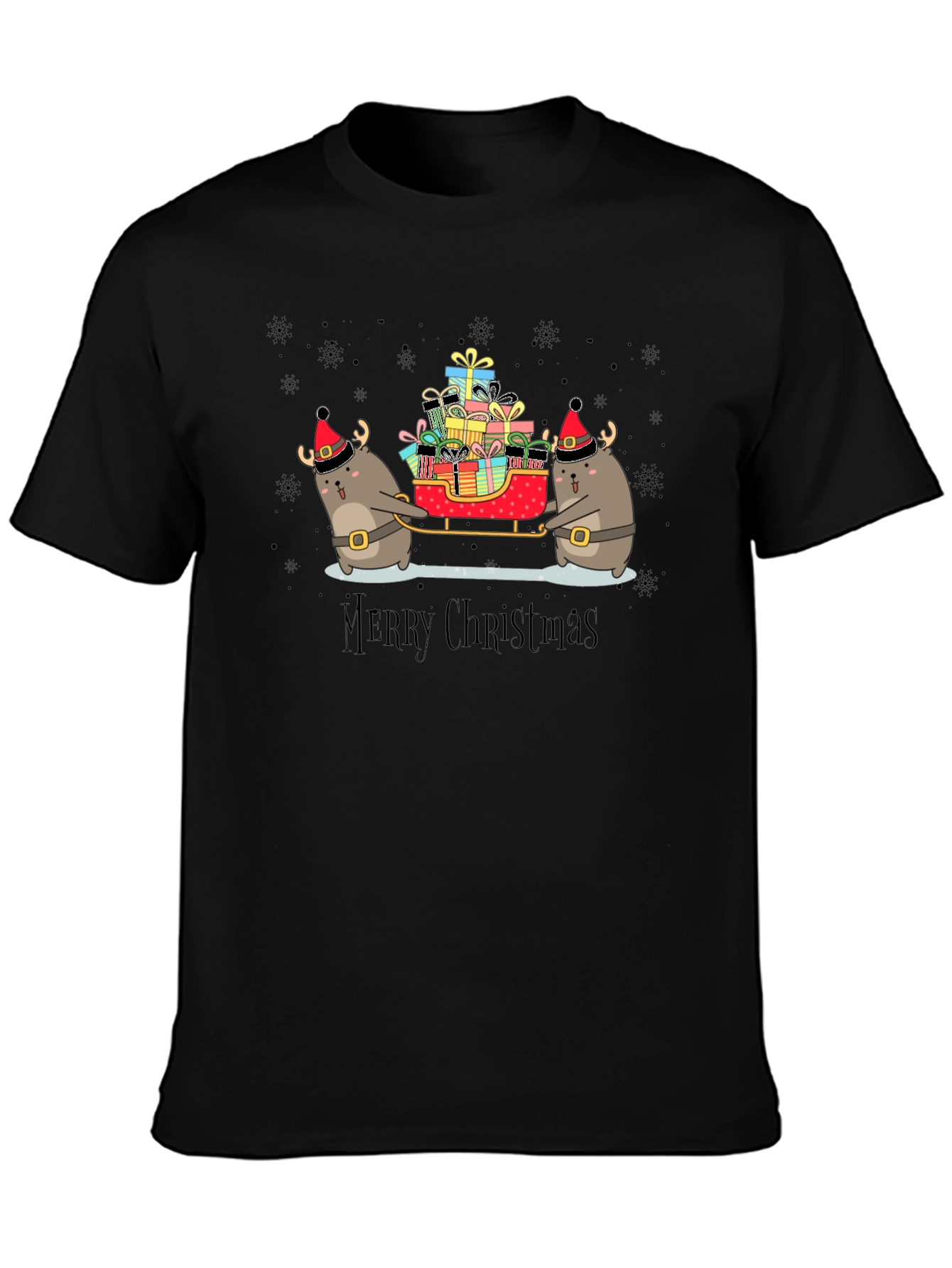 Cute Christmas Otter Sleigh T-Shirt