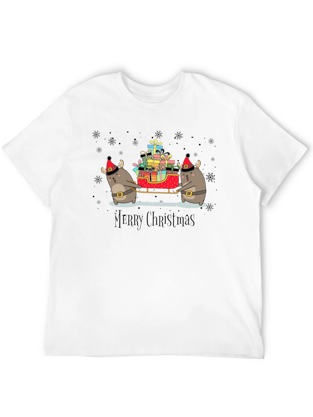 Cute Christmas Otter Sleigh T-Shirt