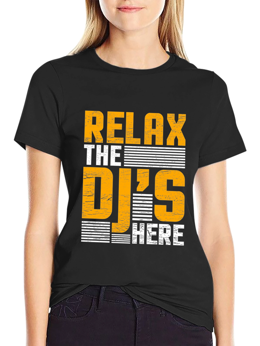 Relax The DJs Here Black Graphic Tee