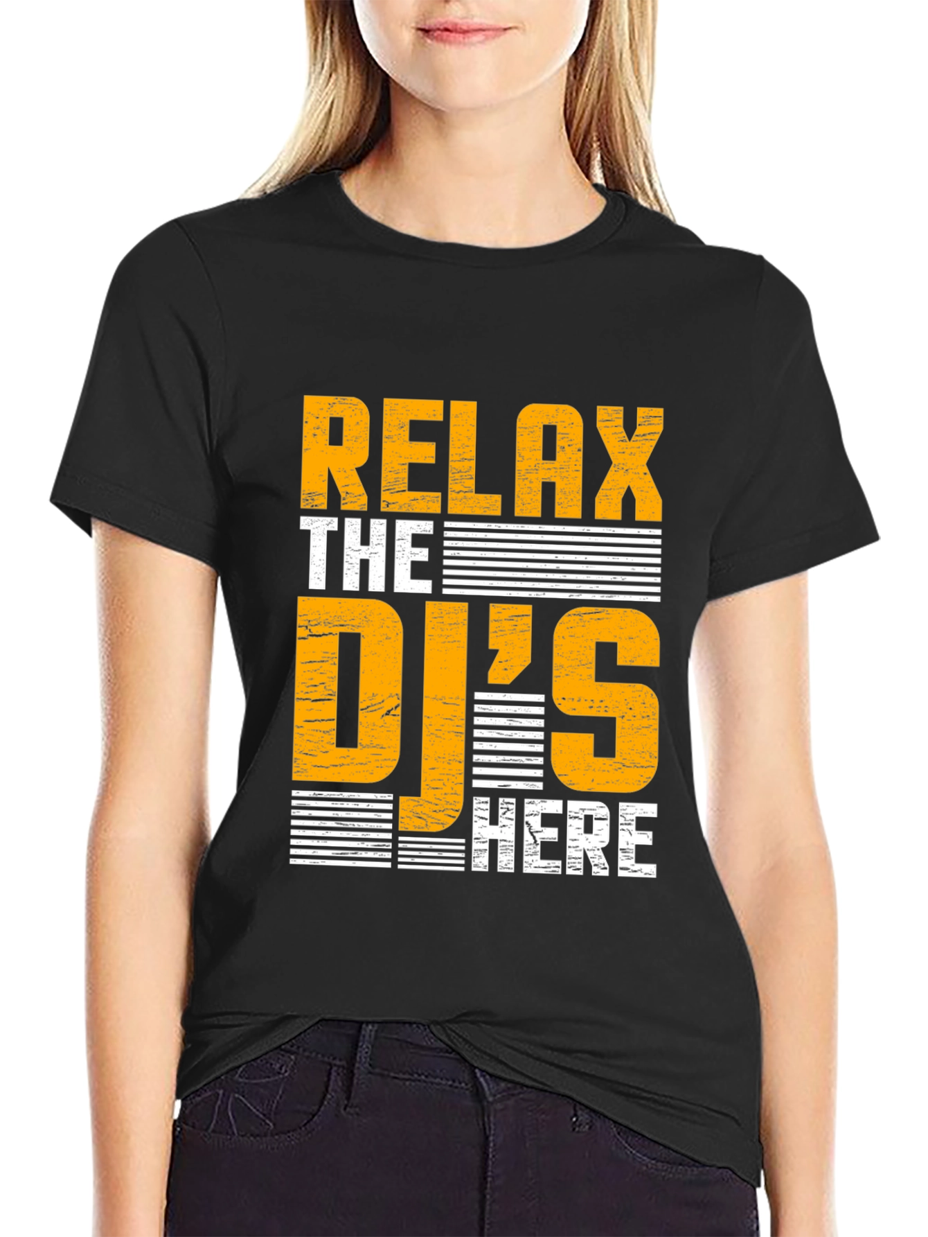 Relax The DJs Here Black Graphic Tee