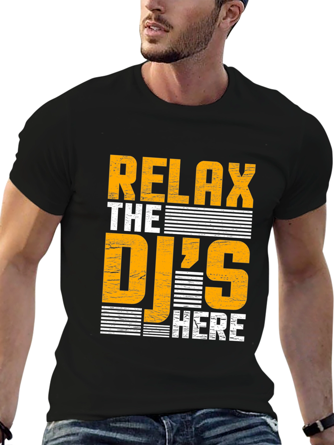 Relax The DJs Here Black Graphic Tee
