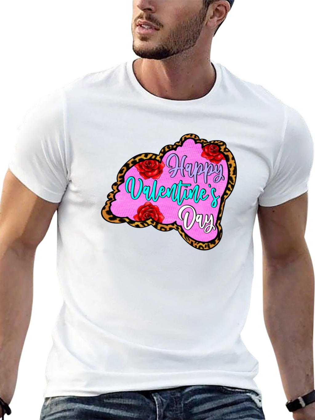 Valentines Day Leopard Heart T-Shirt