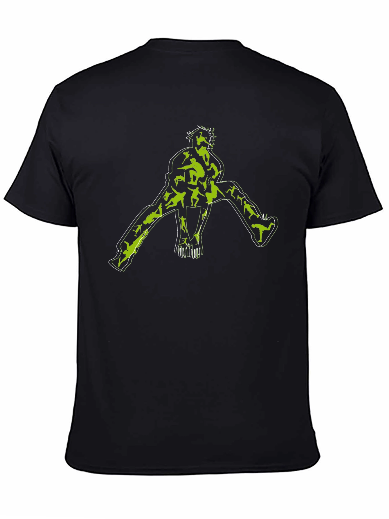 Unique Graphic Tee - Black with Green Skateboarder Print