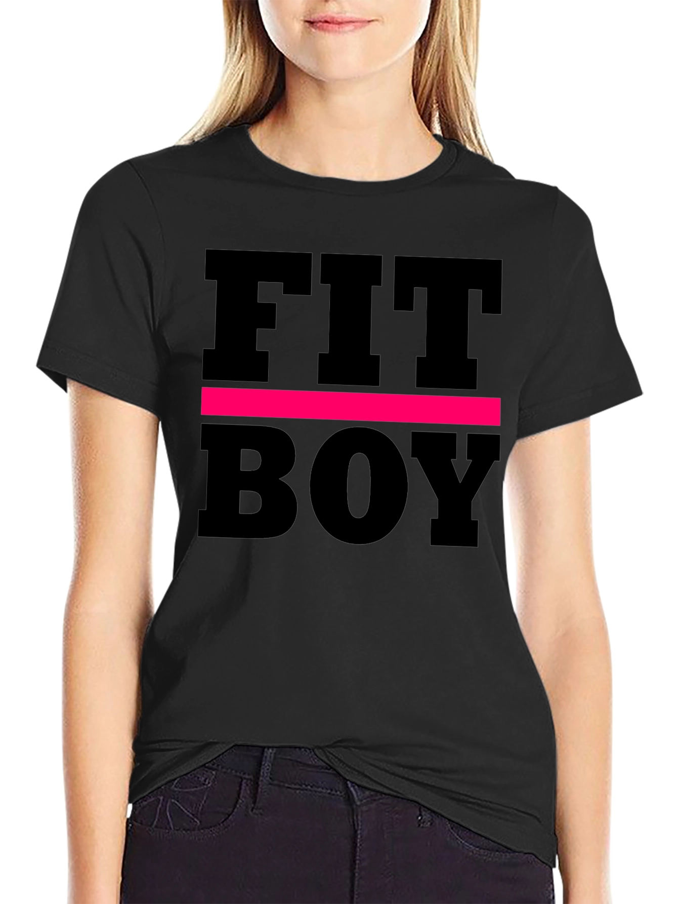 Fit Boy Graphic Tee - Black Cotton T-Shirt