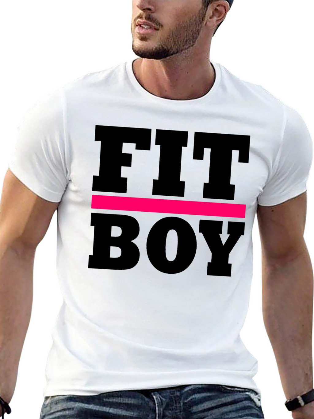 Fit Boy Graphic Tee - Black Cotton T-Shirt