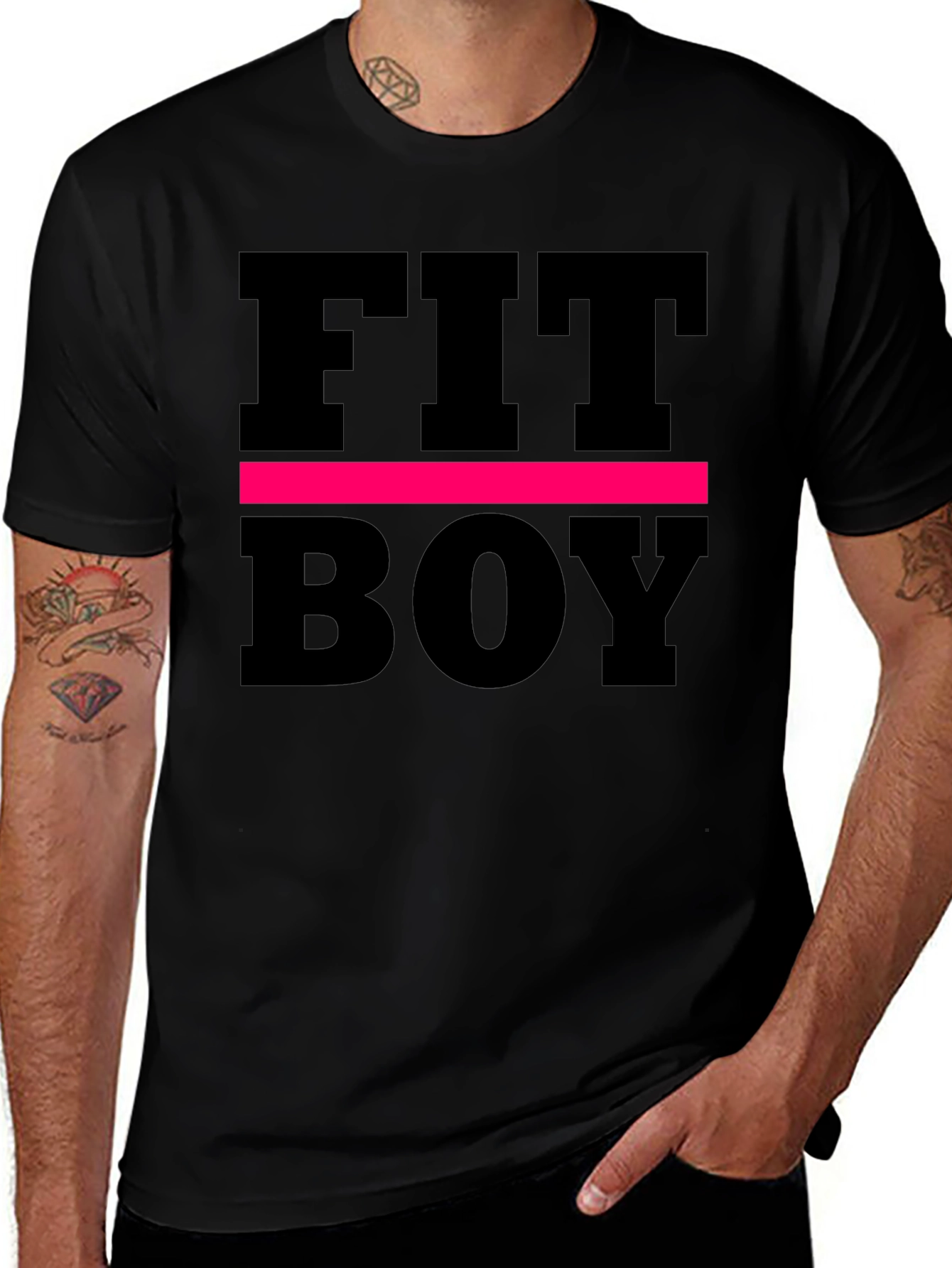 Fit Boy Graphic Tee - Black Cotton T-Shirt