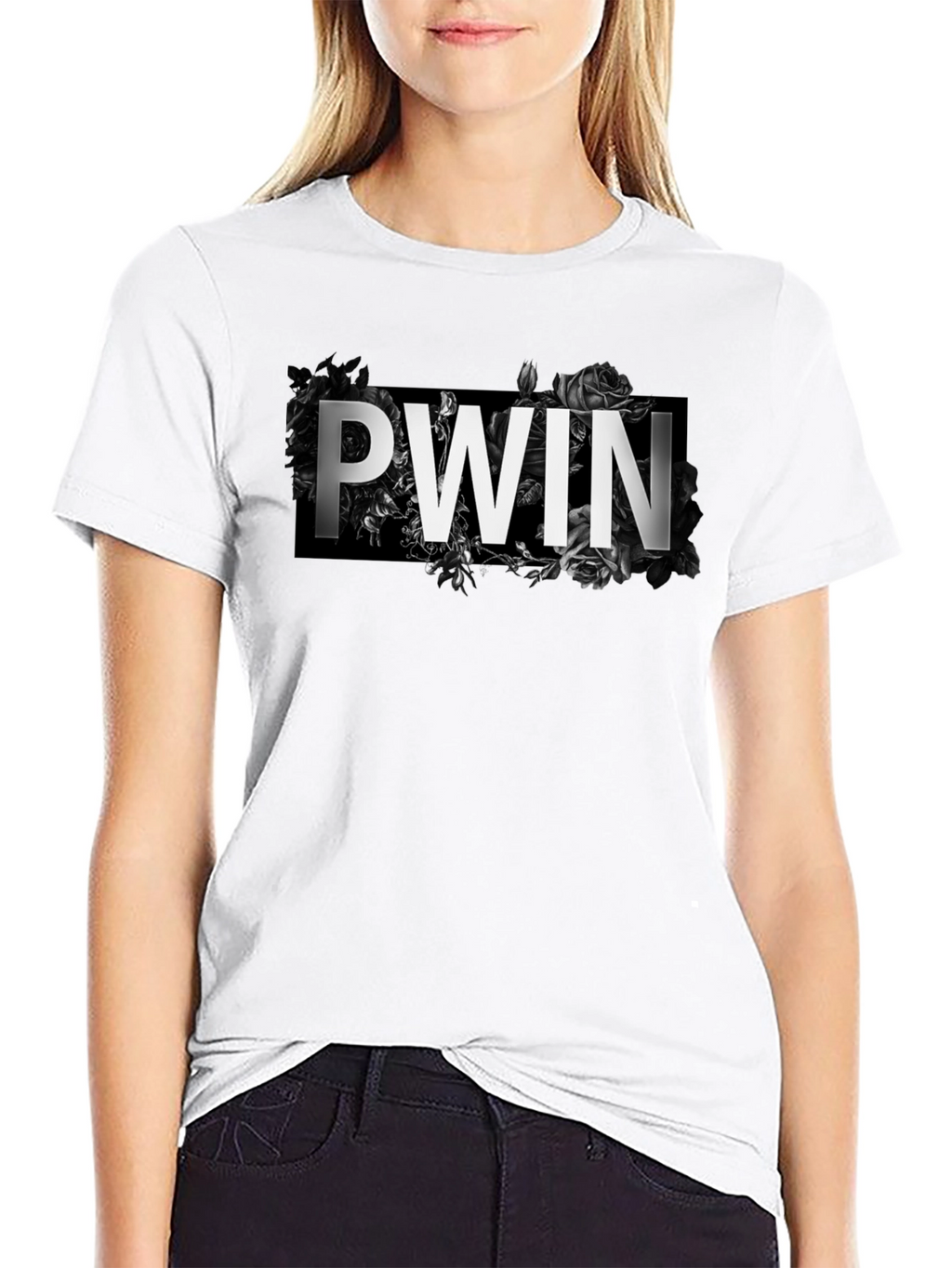 PWN Floral Graphic Print Black T-Shirt
