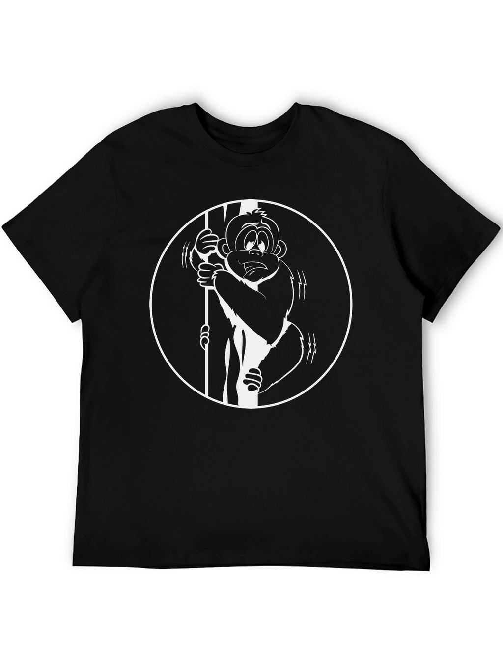 Funny Monkey Cartoon Graphic Tee - Black Cotton T-Shirt