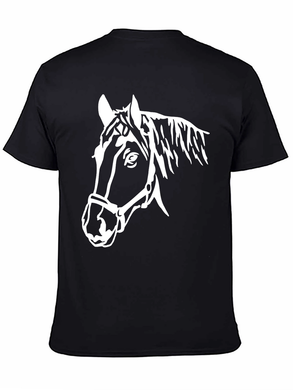 Black T-Shirt with White Horse Head Graphic