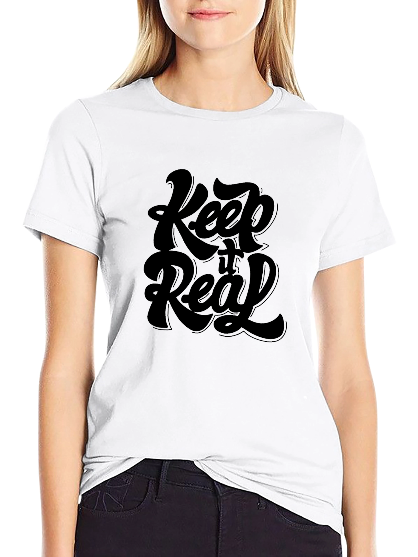 Keep it Real Black Graphic T-Shirt