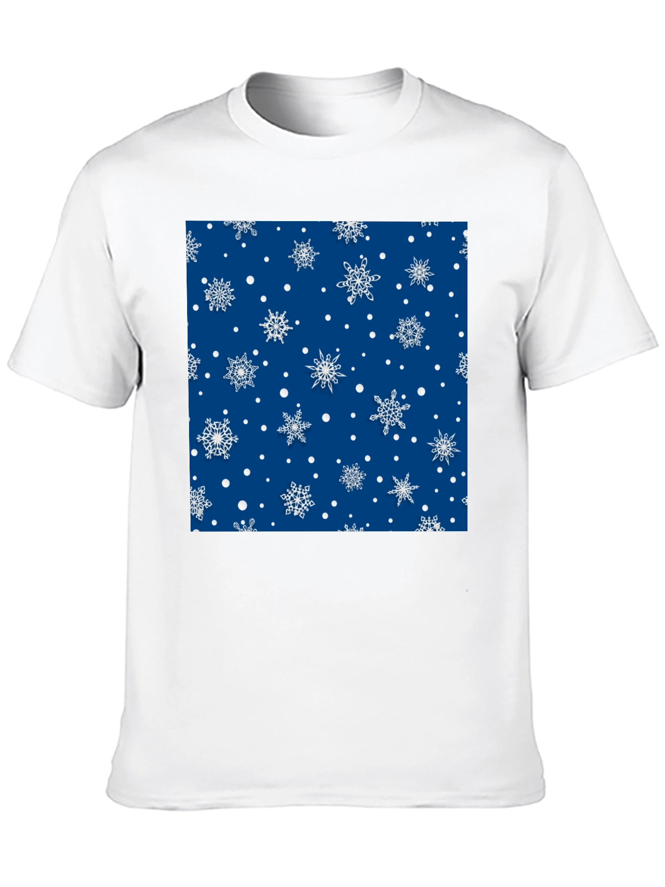 Festive Snowflake Pattern Black T-Shirt