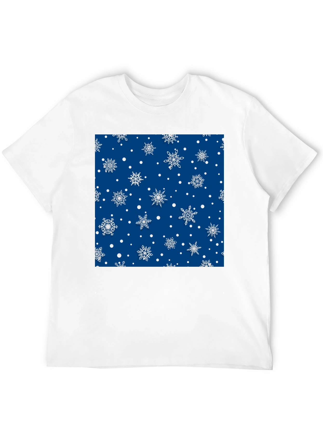 Festive Snowflake Pattern Black T-Shirt