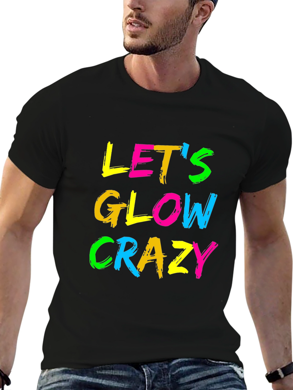 Lets Glow Crazy Black Graphic Tee