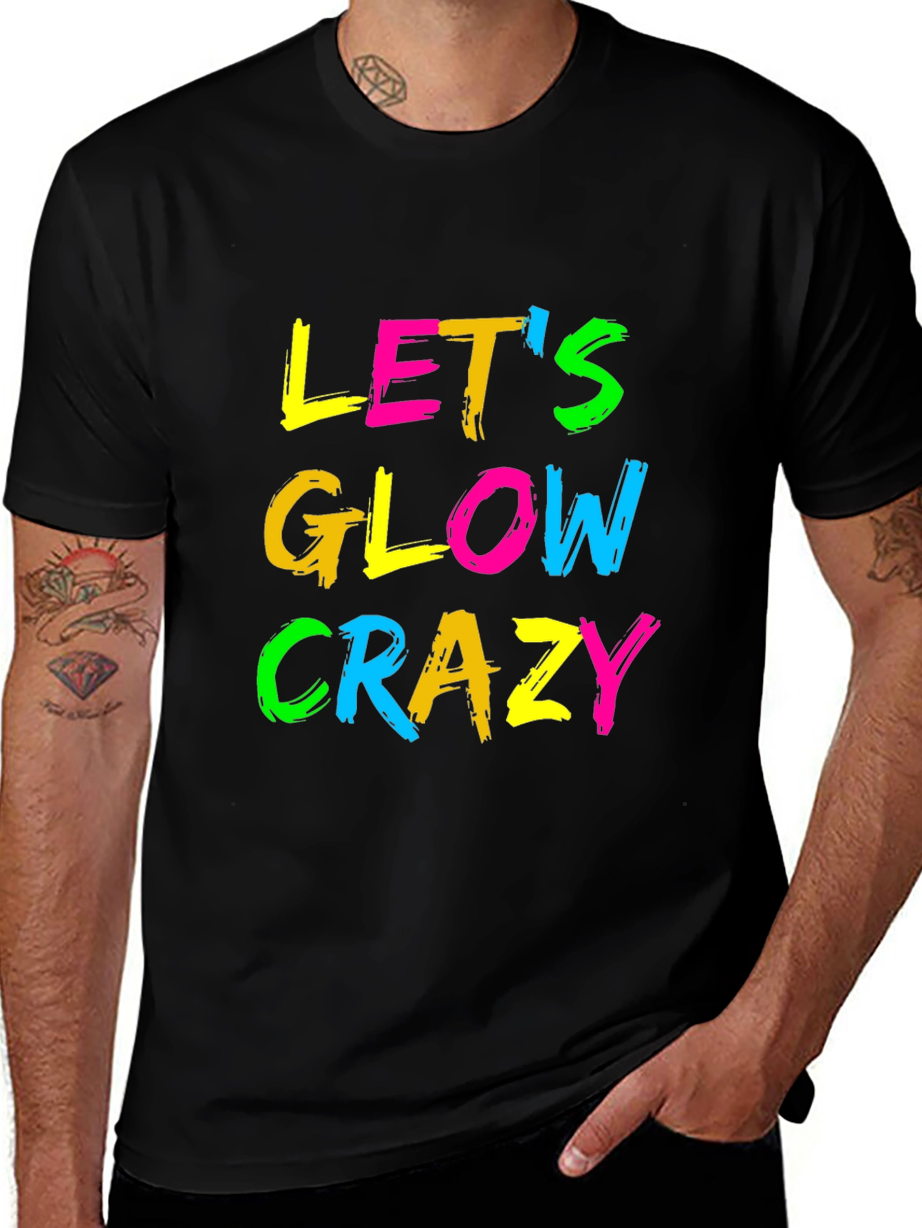 Lets Glow Crazy Black Graphic Tee