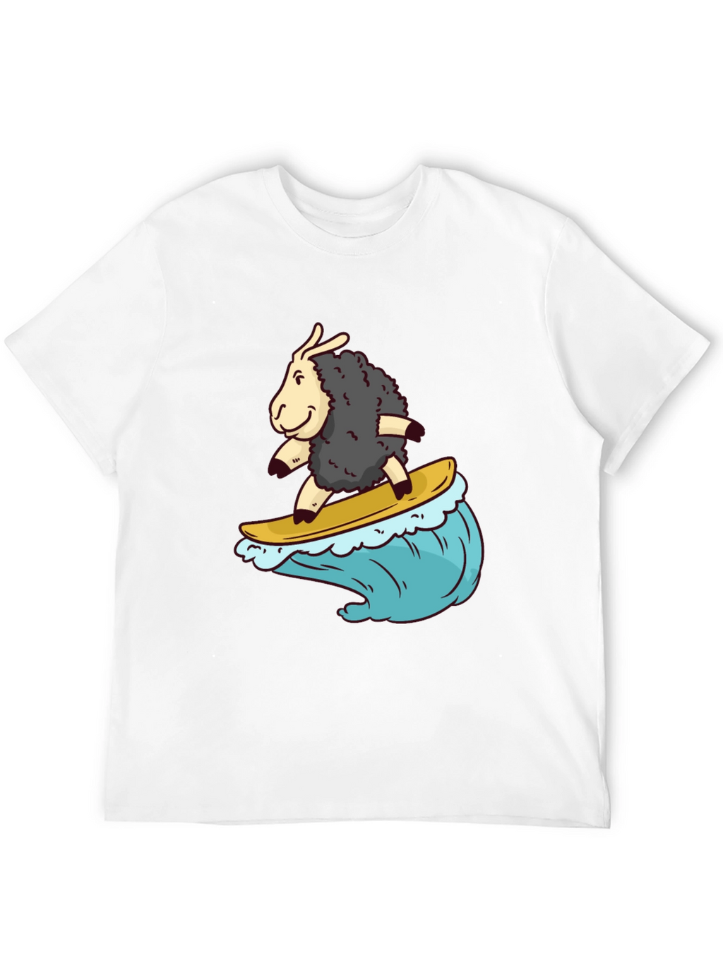 Surfing Sheep T-Shirt - Black Cotton Tee