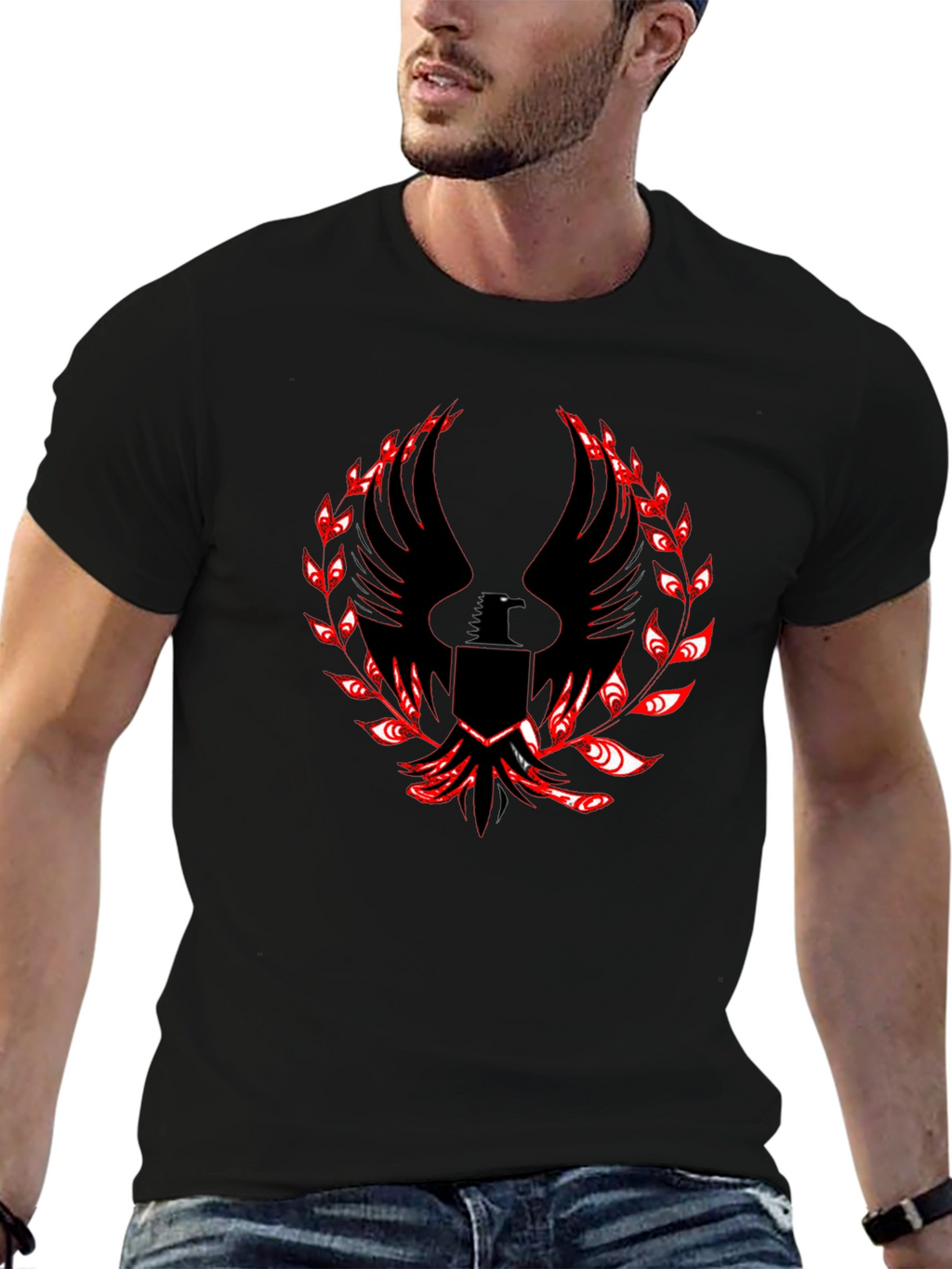 Black T-Shirt with Phoenix Graphic