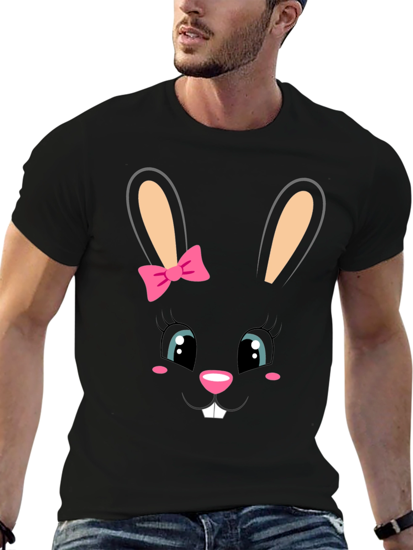 Cute Bunny Face Graphic Tee - Easter Style