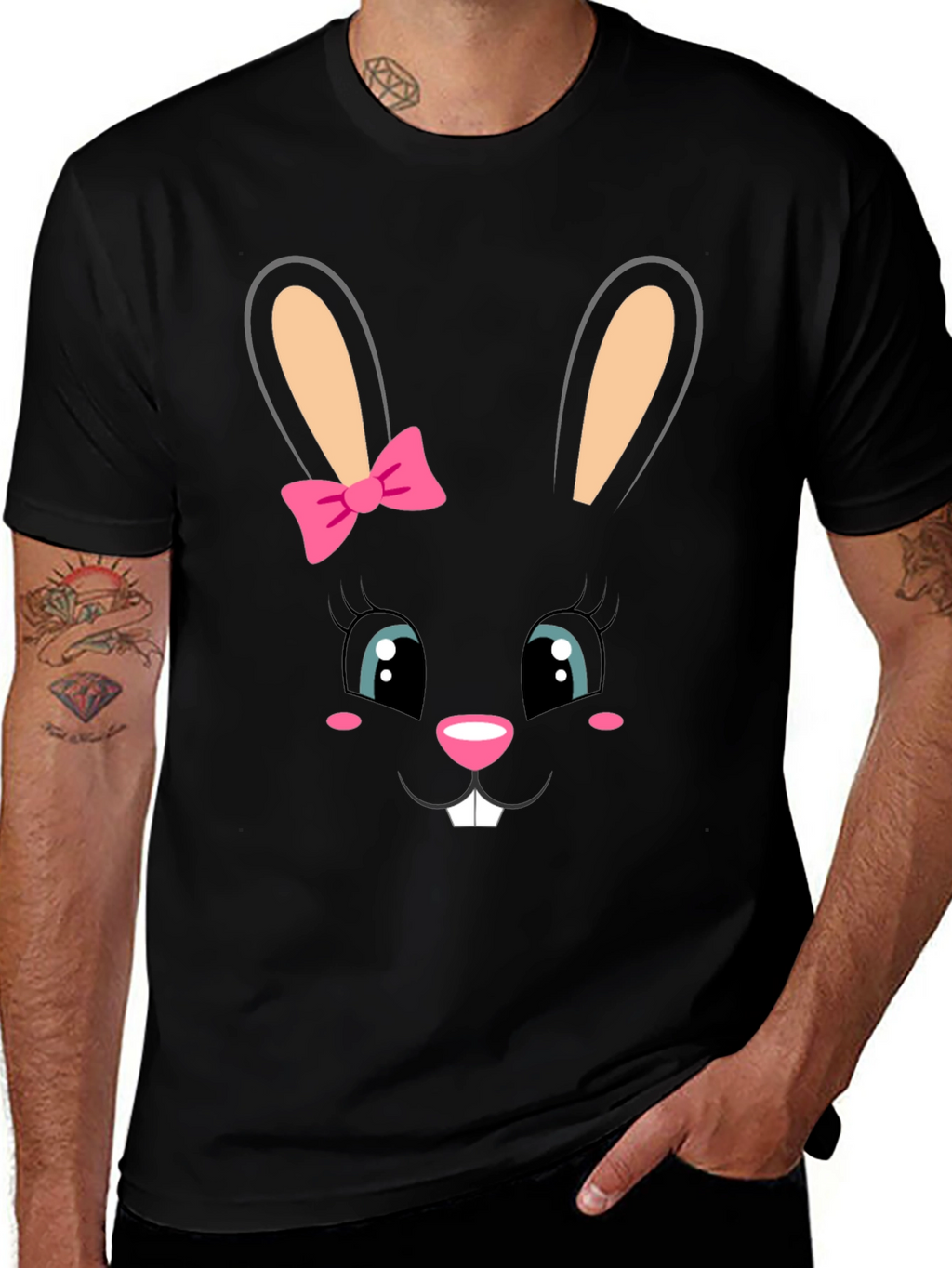 Cute Bunny Face Graphic Tee - Easter Style