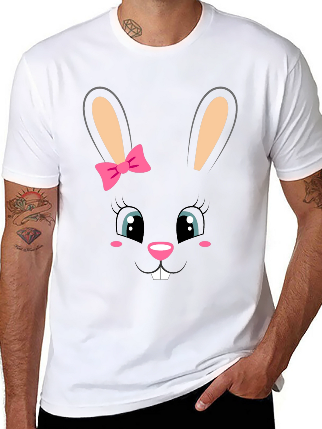 Cute Bunny Face Graphic Tee - Easter Style