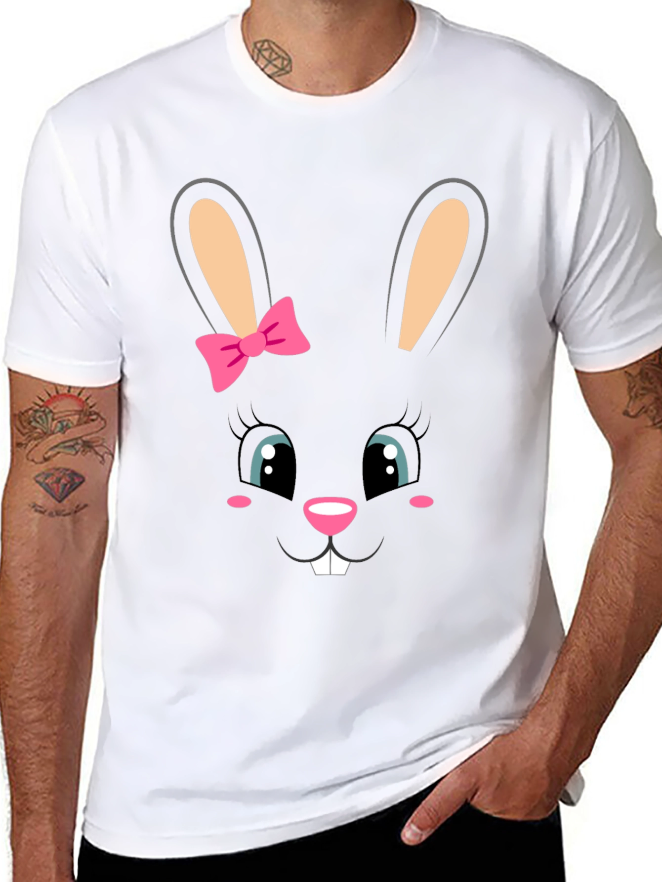Cute Bunny Face Graphic Tee - Easter Style