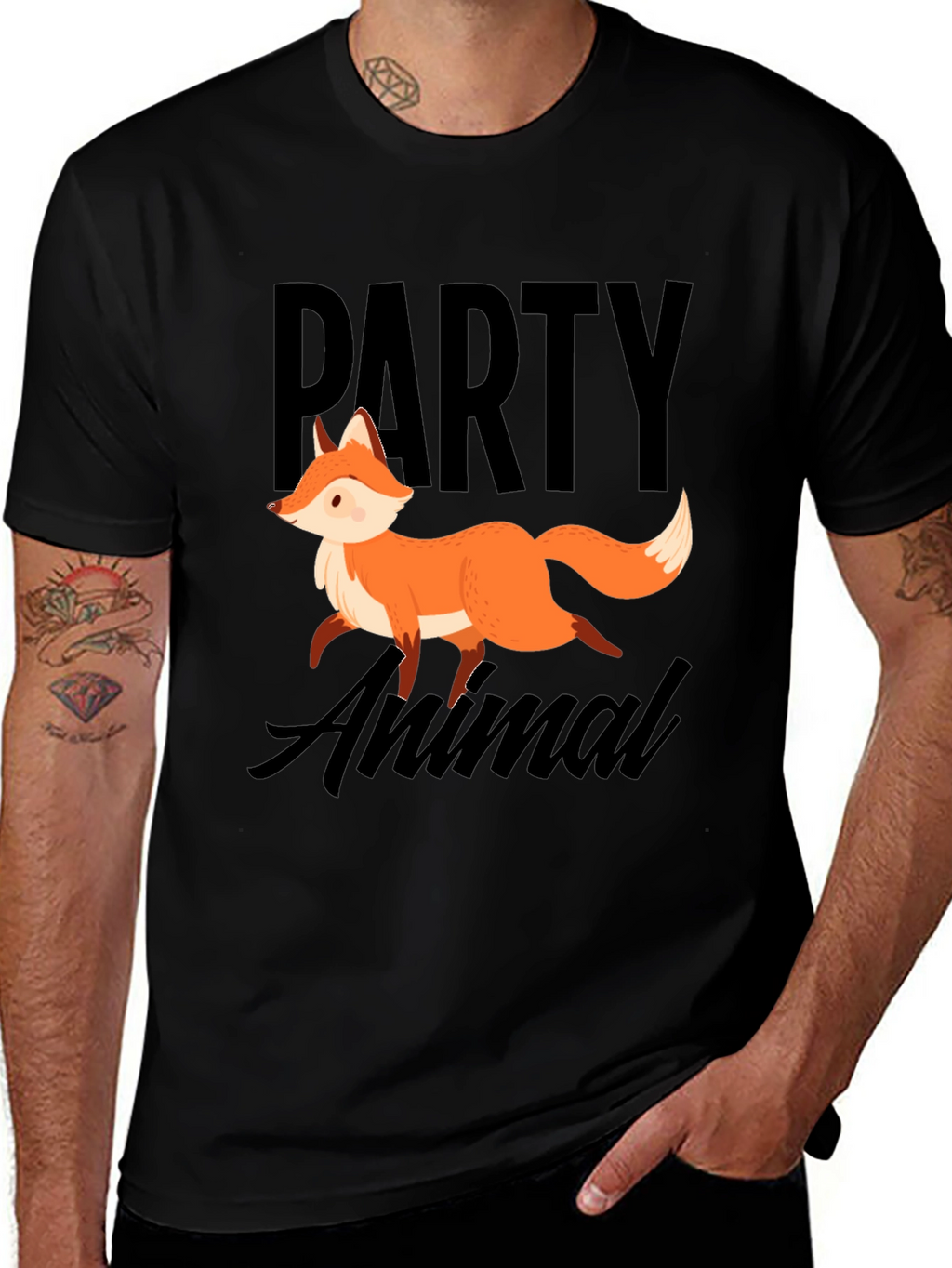 Party Animal Fox Graphic T-Shirt