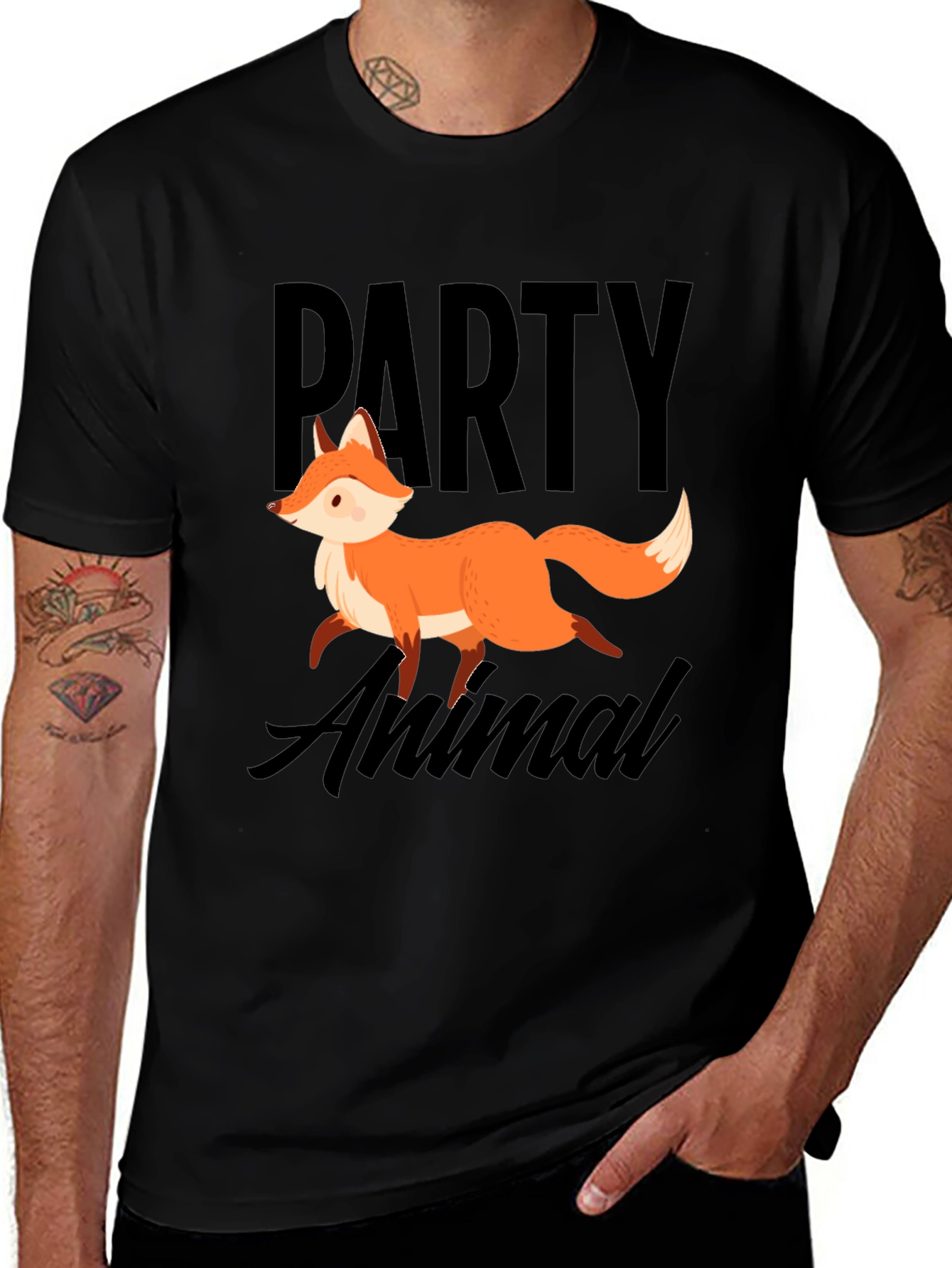 Party Animal Fox Graphic T-Shirt