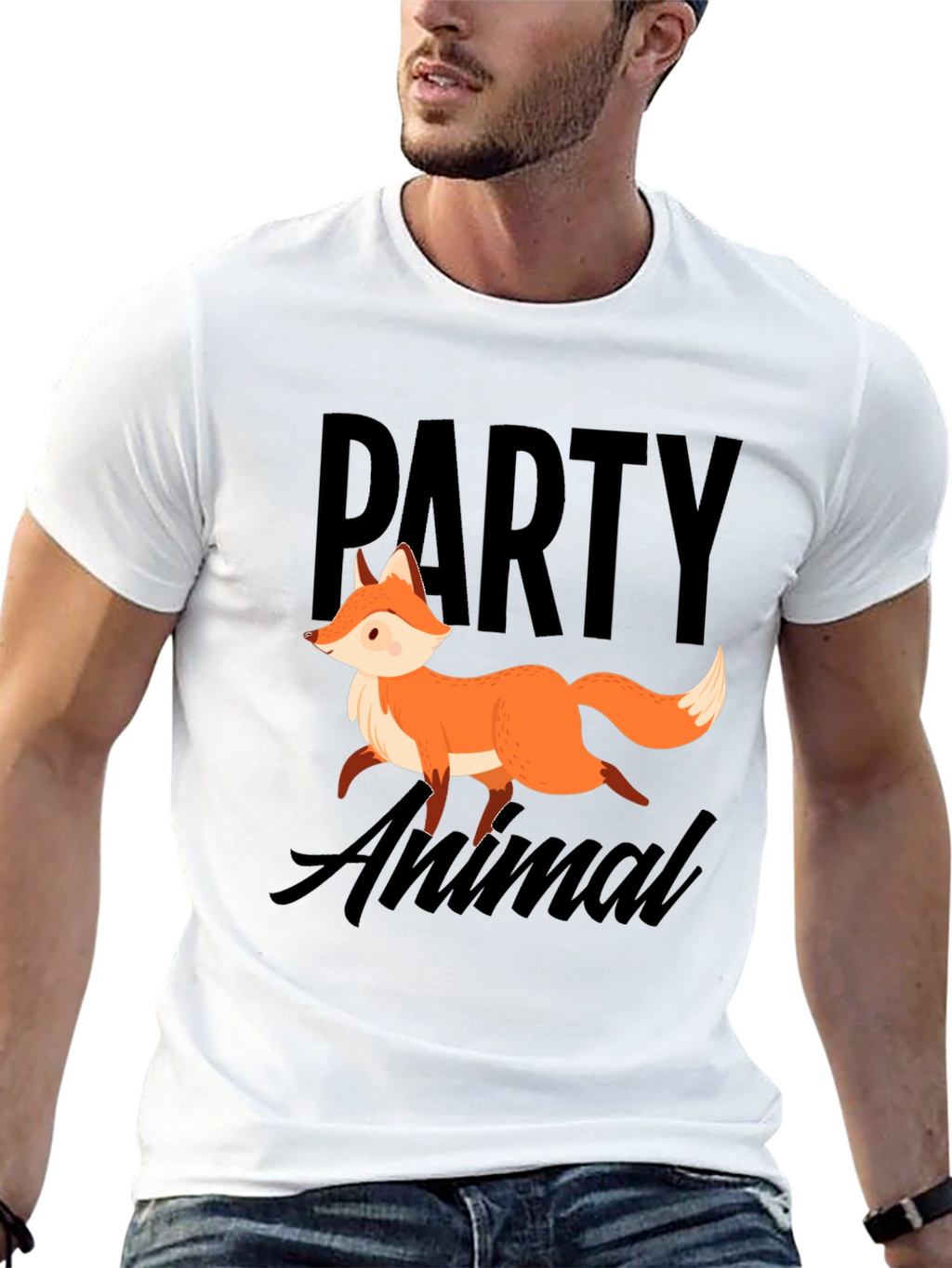 Party Animal Fox Graphic T-Shirt