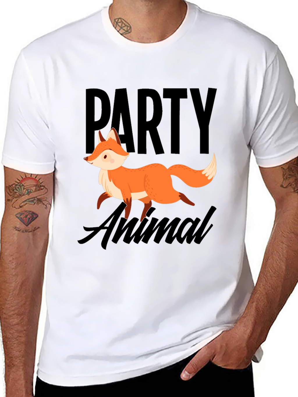 Party Animal Fox Graphic T-Shirt