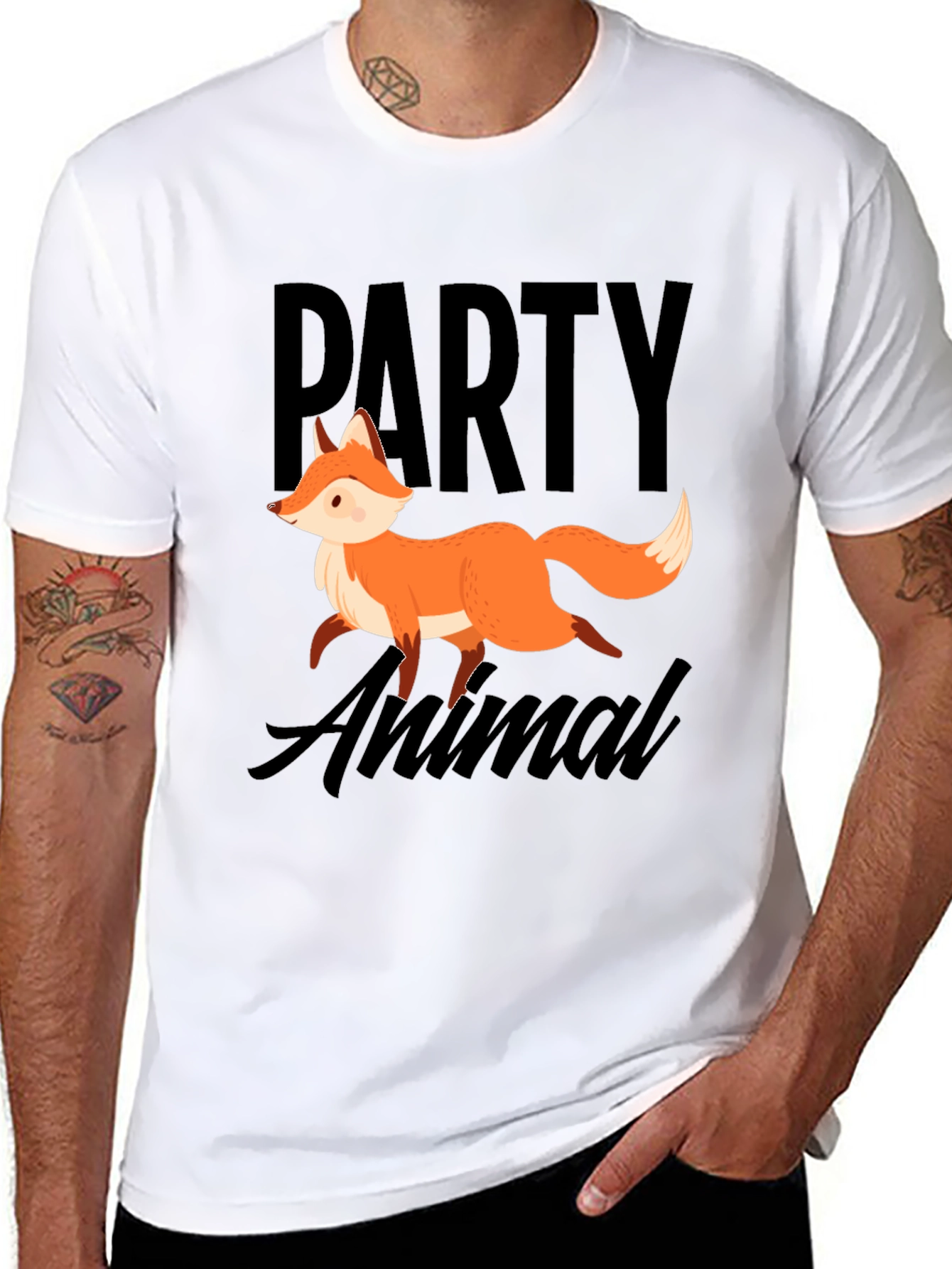 Party Animal Fox Graphic T-Shirt