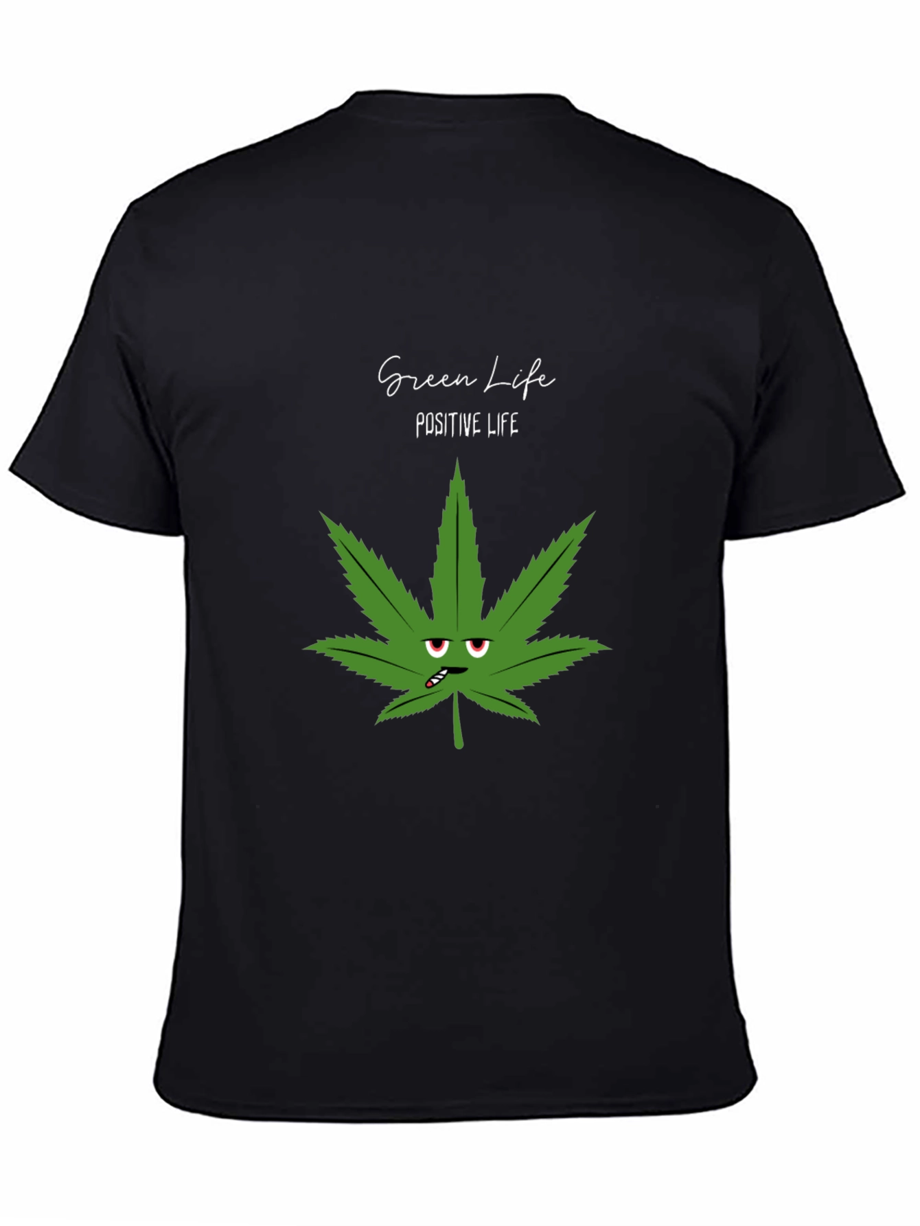 Green Life Positive Life Black Graphic Tee